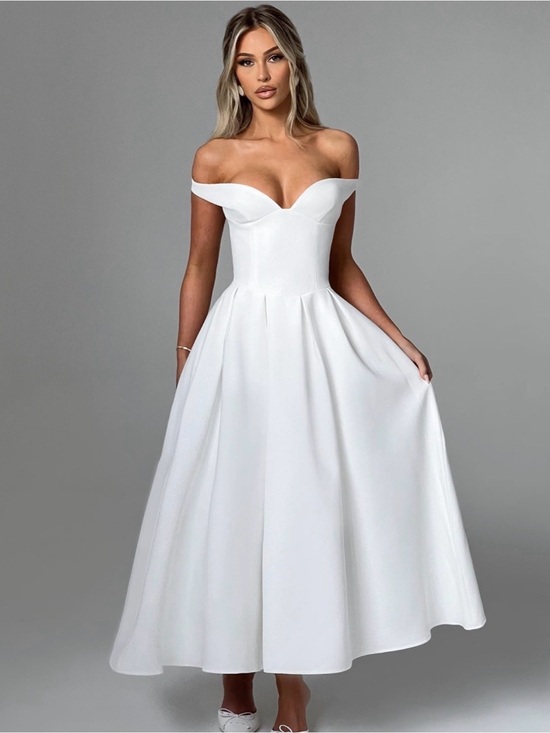Babyboo Fashion Dresses & Skirts - Never worn with tags BABYBOO Elegant Off-Shoulder White A-Line Midi Dress